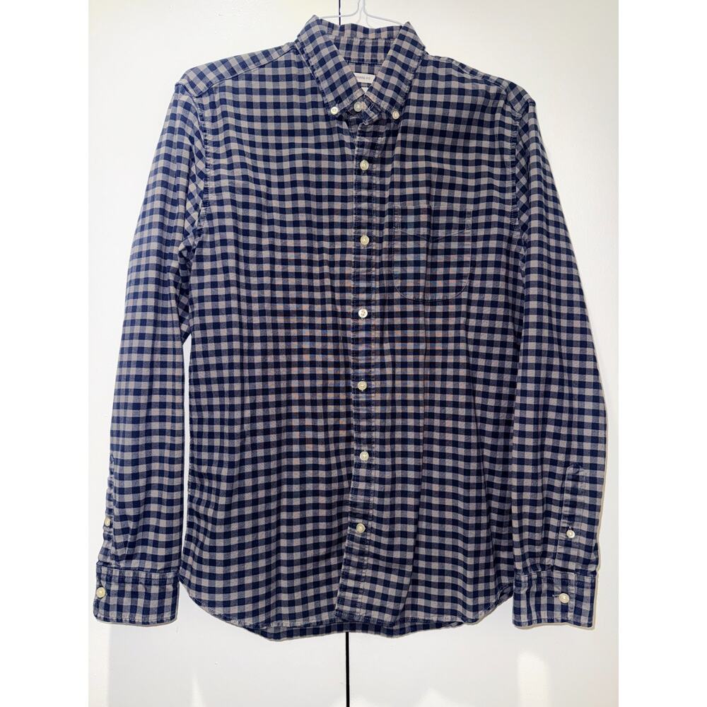GAP Standard Fit Men Medium Blue White Gingham Button Down Shirt 100% Cotton - Picture 2 of 8